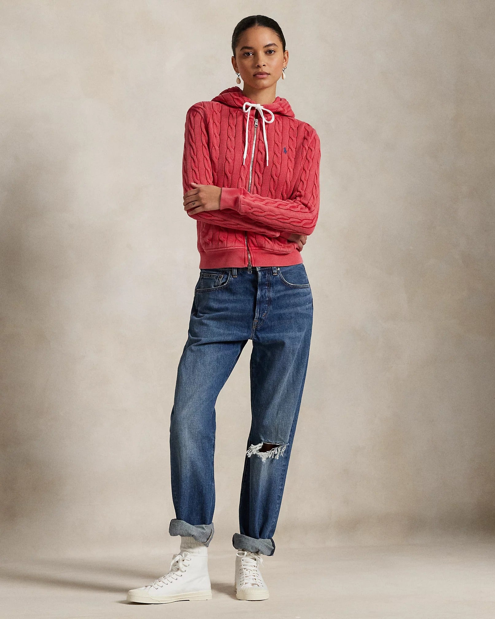 Moletom Ralph Lauren | Capuz de Algodão Tricotado com Zíper