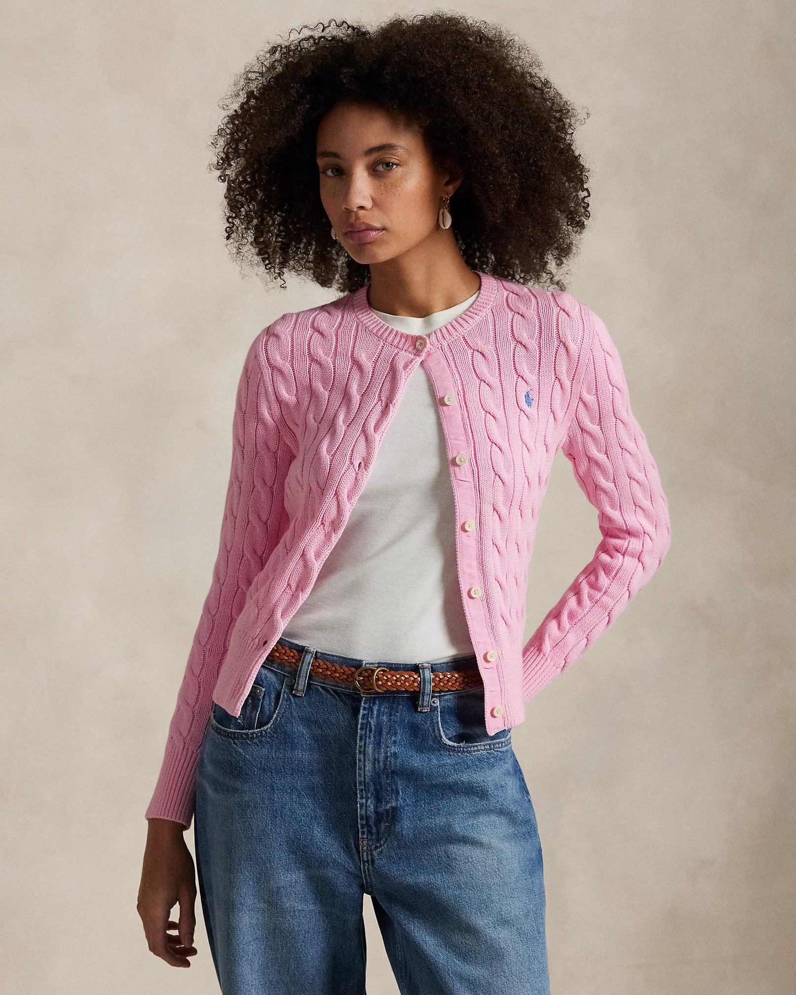 Cardigan Ralph Lauren | Malha Trançada de Algodão