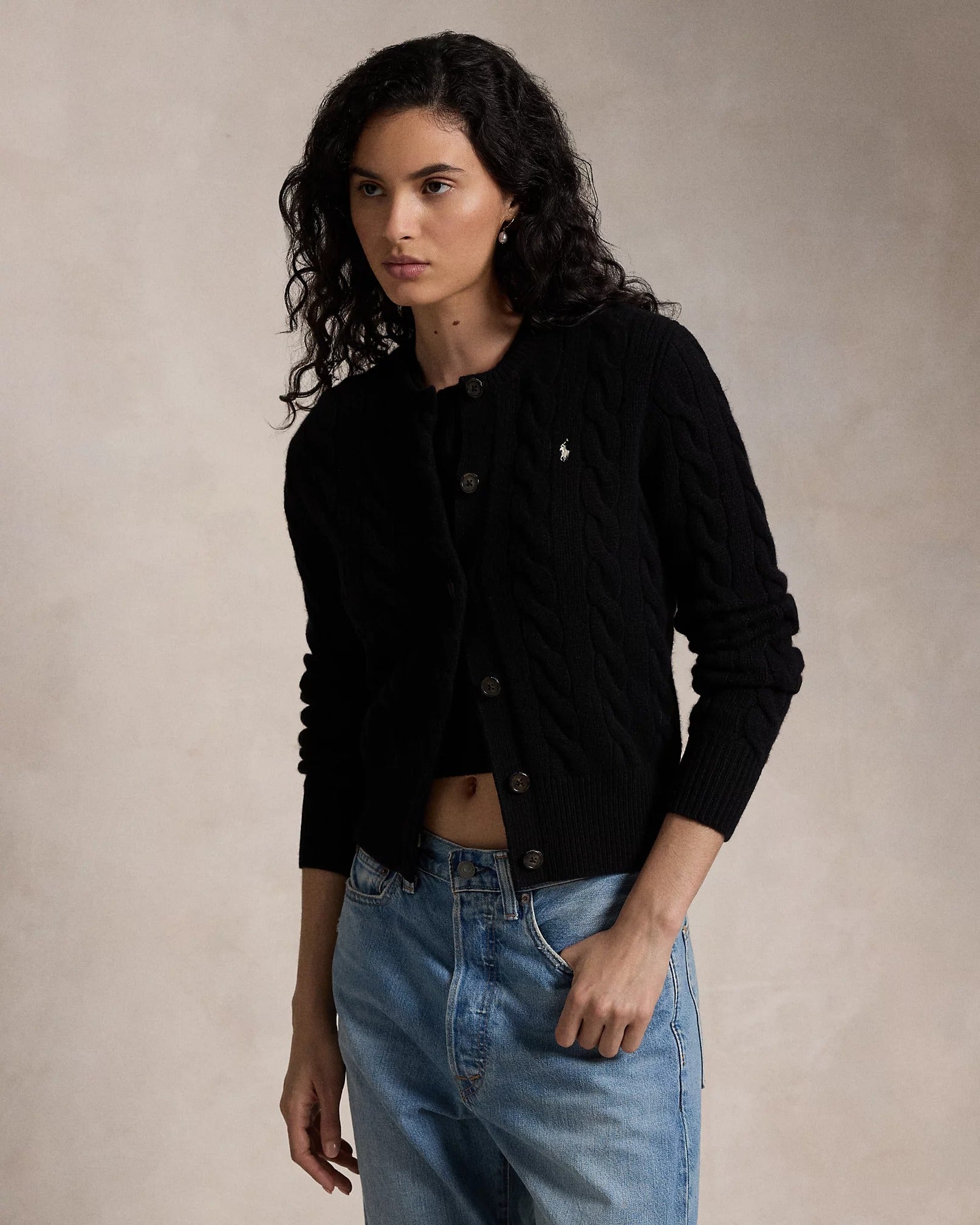 Cardigan de Lã e Cashmere em Tricô Trançado